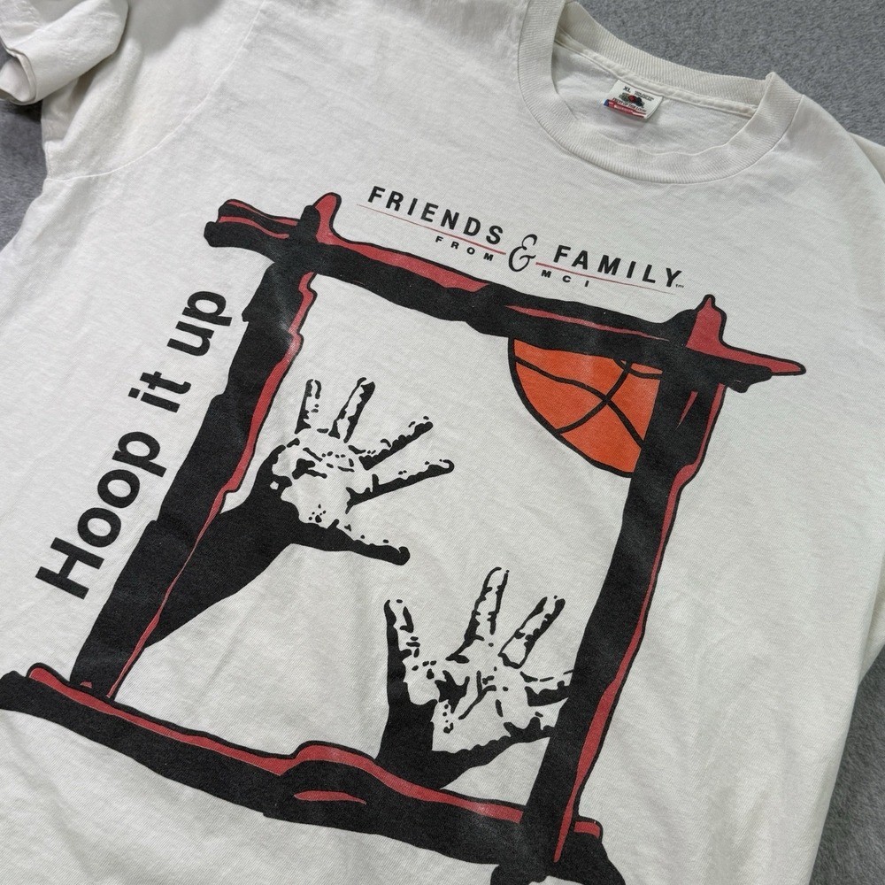 Vintage 90s Hoop It Up Basketball T-Shirt‎ XL Single Stitch USA MCI Promo